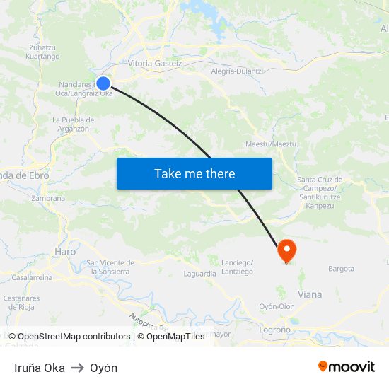 Iruña Oka to Oyón map