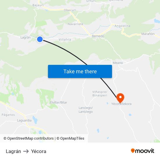 Lagrán to Yécora map