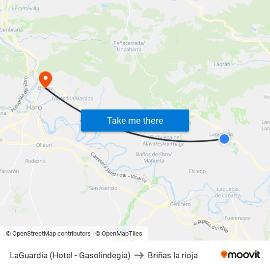LaGuardia (Hotel - Gasolindegia) to Briñas la rioja map