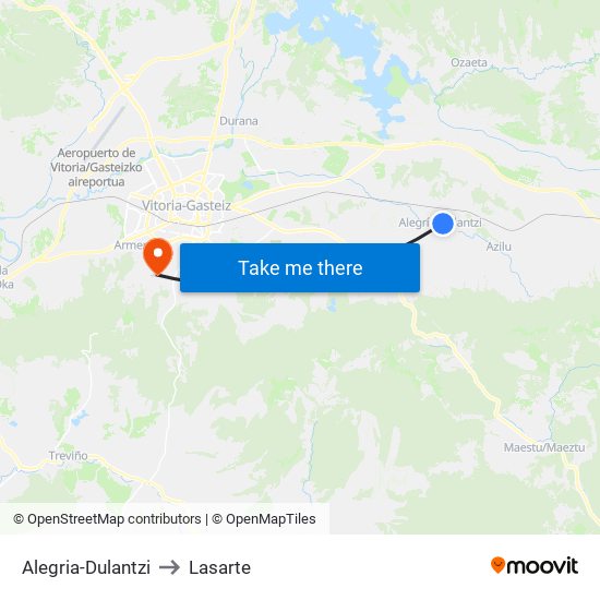 Alegria-Dulantzi to Lasarte map