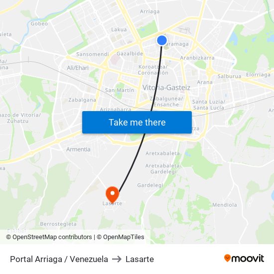 Portal Arriaga / Venezuela to Lasarte map