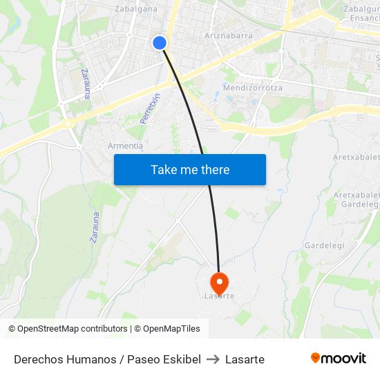 Derechos Humanos / Paseo Eskibel to Lasarte map