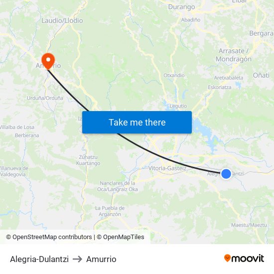 Alegria-Dulantzi to Amurrio map