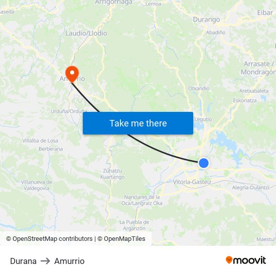 Durana to Amurrio map
