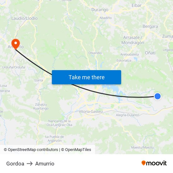 Gordoa to Amurrio map