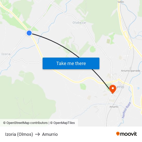 Izoria (Olmos) to Amurrio map