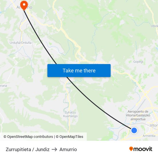 Zurrupitieta / Jundiz to Amurrio map