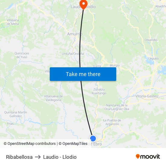 Ribabellosa to Laudio -  Llodio map