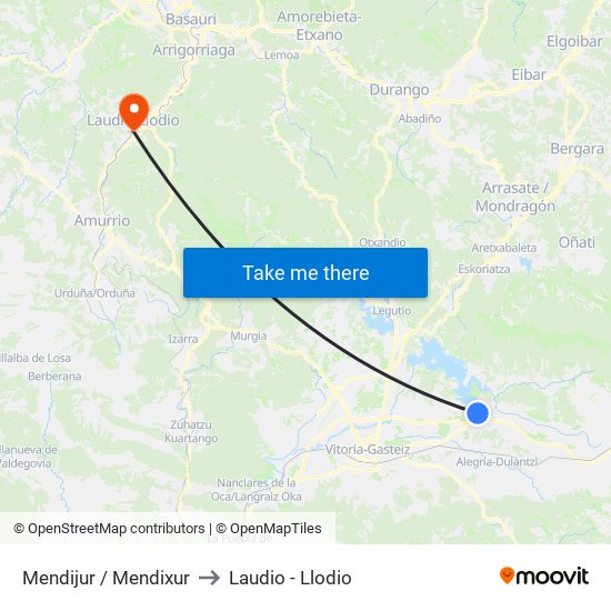 Mendijur / Mendixur to Laudio -  Llodio map