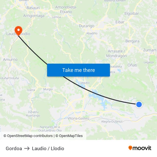Gordoa to Laudio / Llodio map