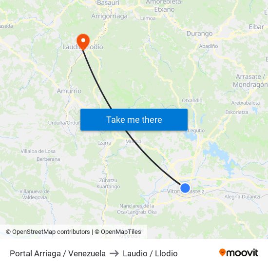 Portal Arriaga / Venezuela to Laudio / Llodio map