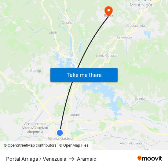 Portal Arriaga / Venezuela to Aramaio map