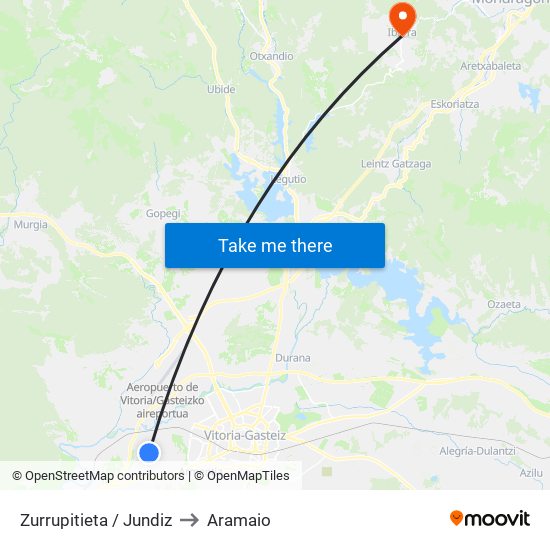 Zurrupitieta / Jundiz to Aramaio map