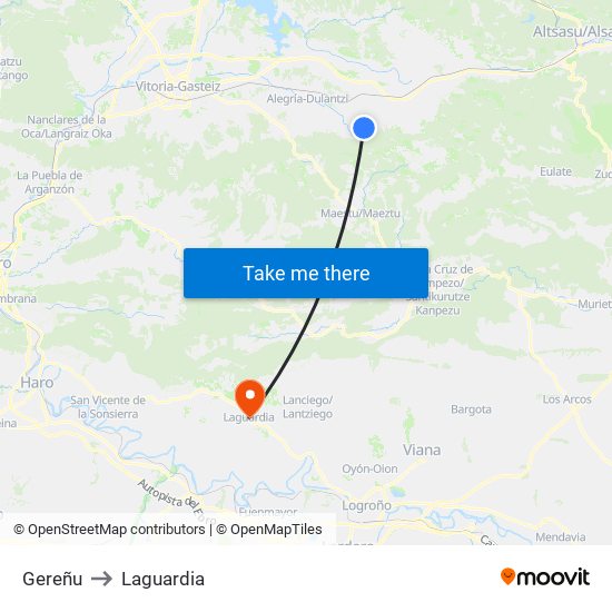 Gereñu to Laguardia map