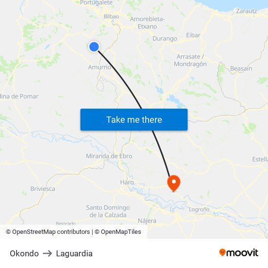 Okondo to Laguardia map