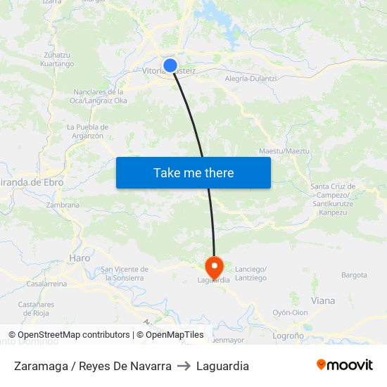 Zaramaga / Reyes Navarra to Laguardia map