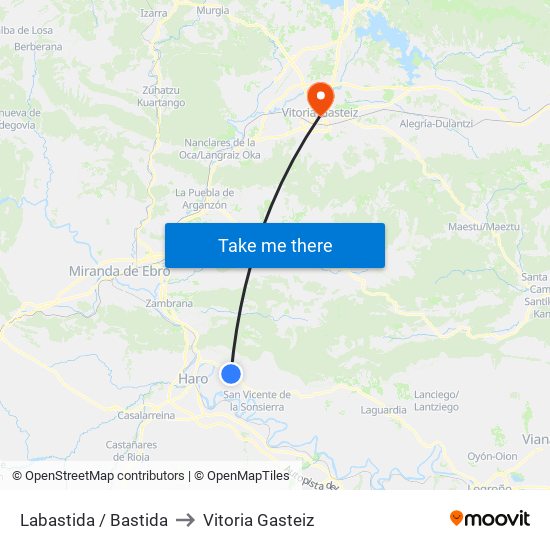 Labastida / Bastida to Vitoria Gasteiz map