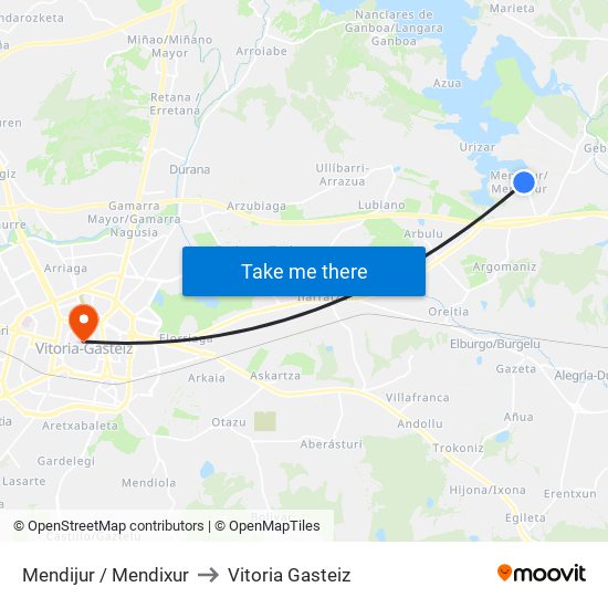 Mendijur / Mendixur to Vitoria Gasteiz map
