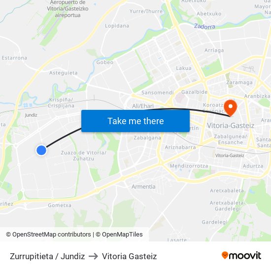 Zurrupitieta / Jundiz to Vitoria Gasteiz map