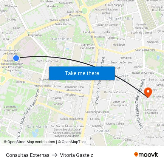 Consultas Externas to Vitoria Gasteiz map