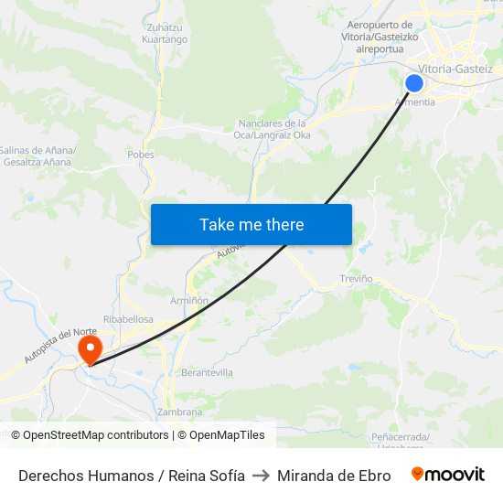 Derechos Humanos / Reina Sofía to Miranda de Ebro map