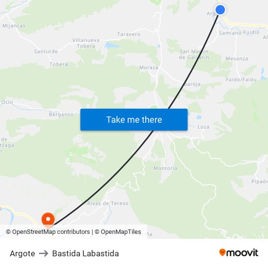 Argote to Bastida Labastida map