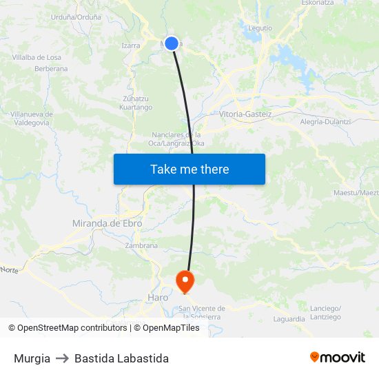 Murgia to Bastida Labastida map