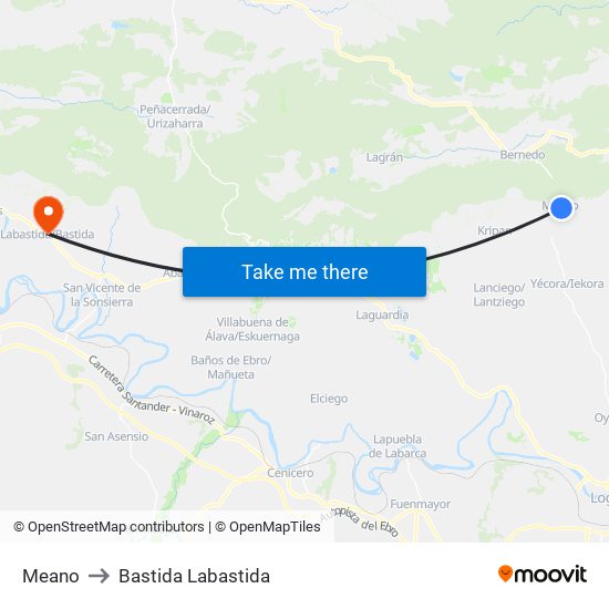 Meano to Bastida Labastida map