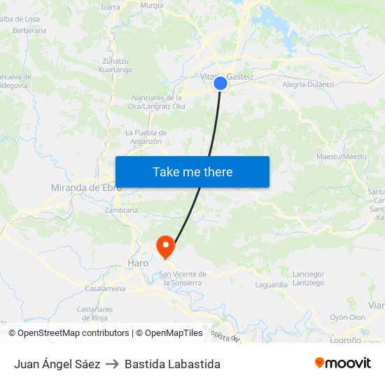 Juan Angel Sáez to Bastida Labastida map
