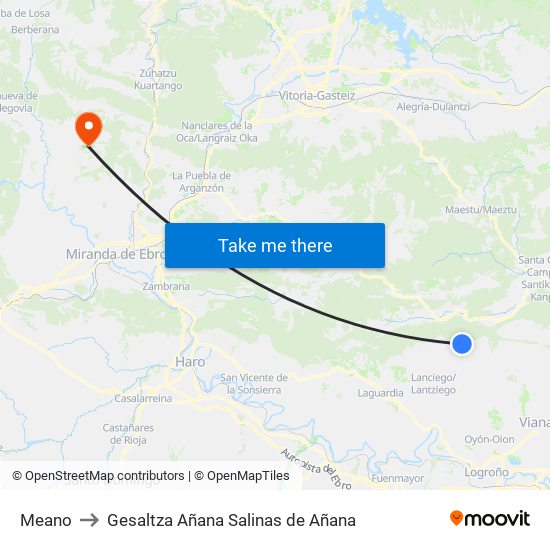 Meano to Gesaltza Añana Salinas de Añana map