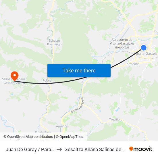 Juan De Garay / Paraguay to Gesaltza Añana Salinas de Añana map