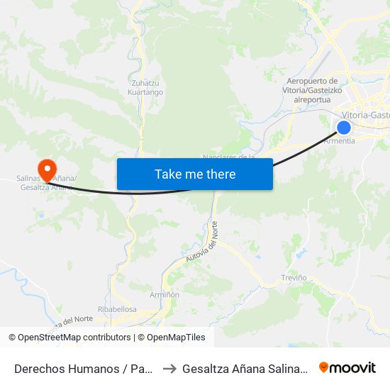 Derechos Humanos / Paseo Eskibel to Gesaltza Añana Salinas de Añana map