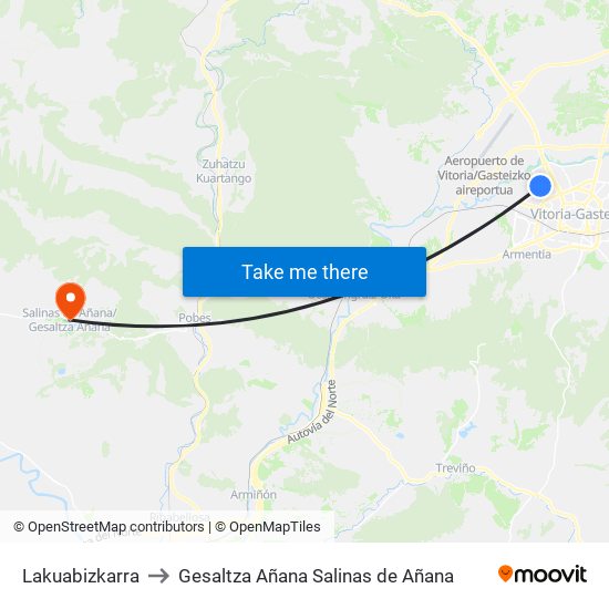 Lakuabizkarra to Gesaltza Añana Salinas de Añana map