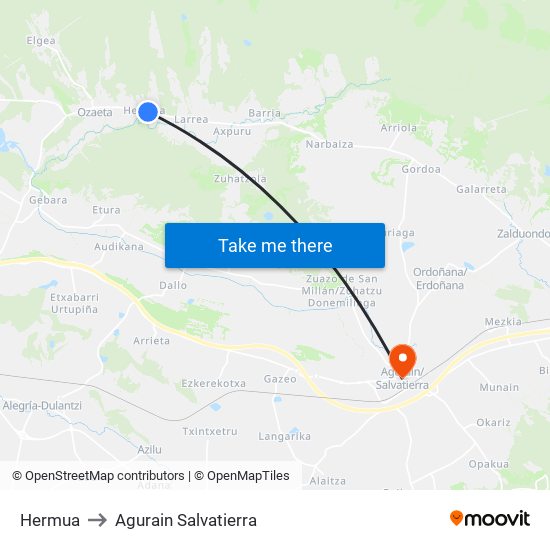 Hermua to Agurain Salvatierra map