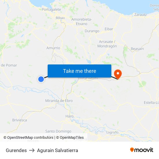 Gurendes to Agurain Salvatierra map