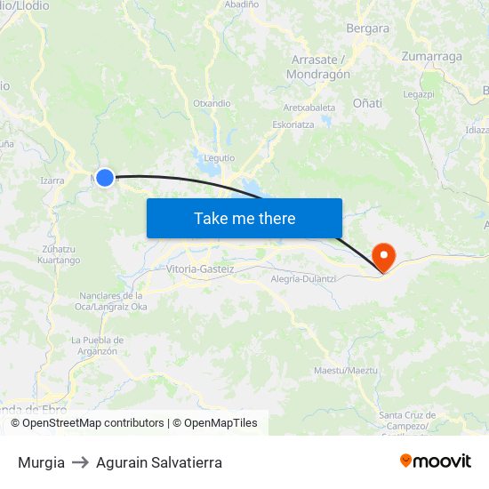 Murgia to Agurain Salvatierra map