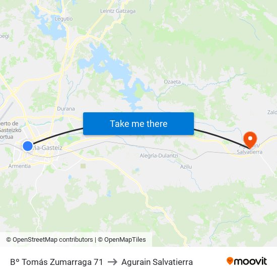 Bº Tomás Zumarraga 71 to Agurain Salvatierra map