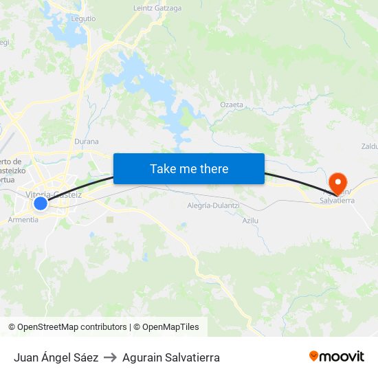 Juan Angel Sáez to Agurain Salvatierra map