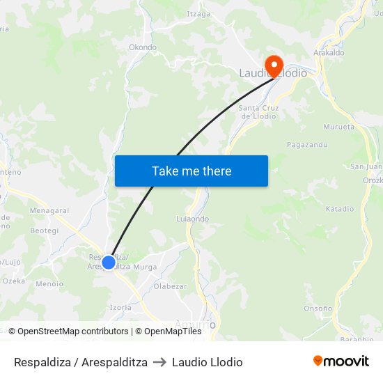 Respaldiza / Arespalditza to Laudio Llodio map