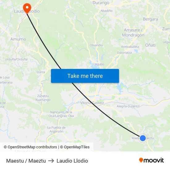 Maestu / Maeztu to Laudio Llodio map