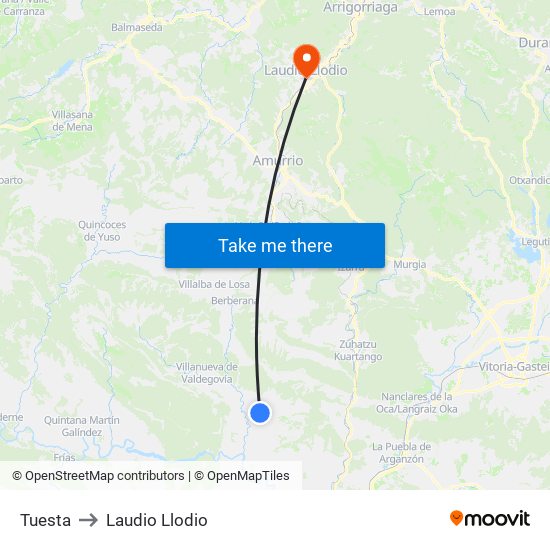 Tuesta to Laudio Llodio map