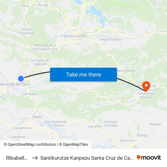 Ribabellosa to Santikurutze Kanpezu Santa Cruz de Campezo map