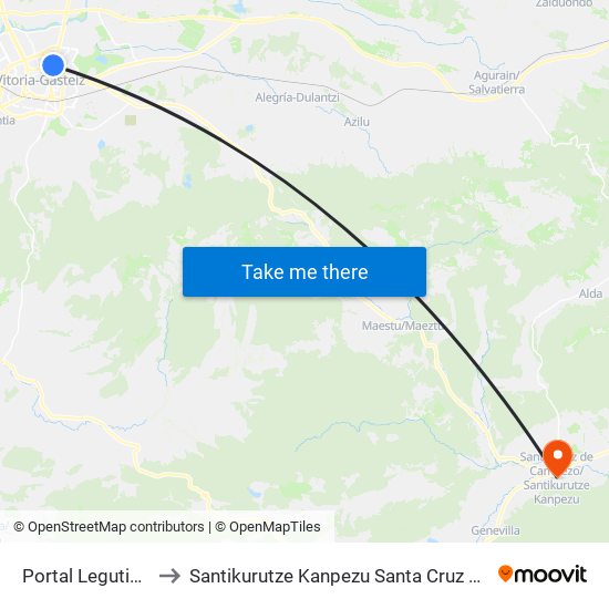 Portal Legutiano 41 to Santikurutze Kanpezu Santa Cruz de Campezo map