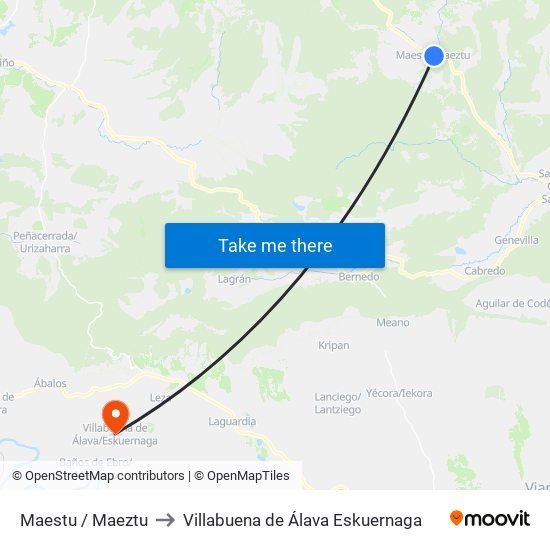 Maestu / Maeztu to Villabuena de Álava Eskuernaga map