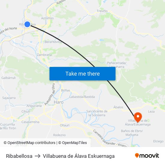 Ribabellosa to Villabuena de Álava Eskuernaga map
