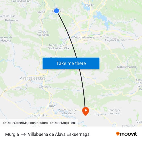 Murgia to Villabuena de Álava Eskuernaga map