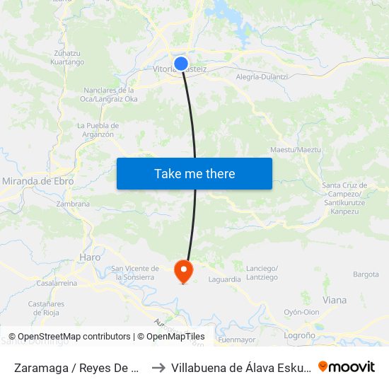 Zaramaga / Reyes Navarra to Villabuena de Álava Eskuernaga map