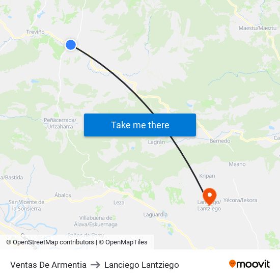 Ventas De Armentia to Lanciego Lantziego map