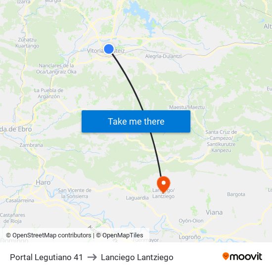 Portal Legutiano 41 to Lanciego Lantziego map
