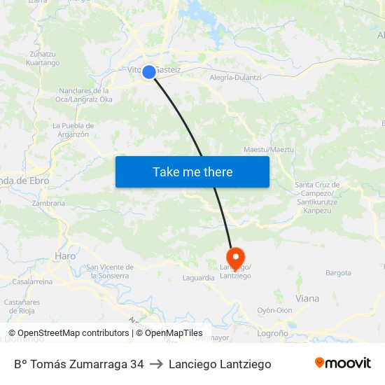 Bº Tomás Zumarraga 34 to Lanciego Lantziego map